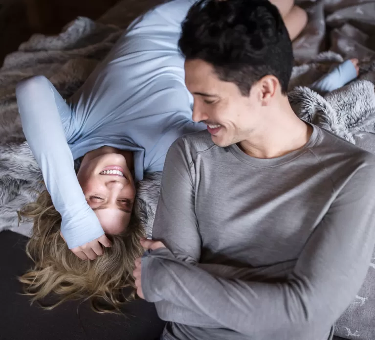 Stay Warm Couple Walnut Long Sleeves Ice Blue Sleep Dress Bedroom